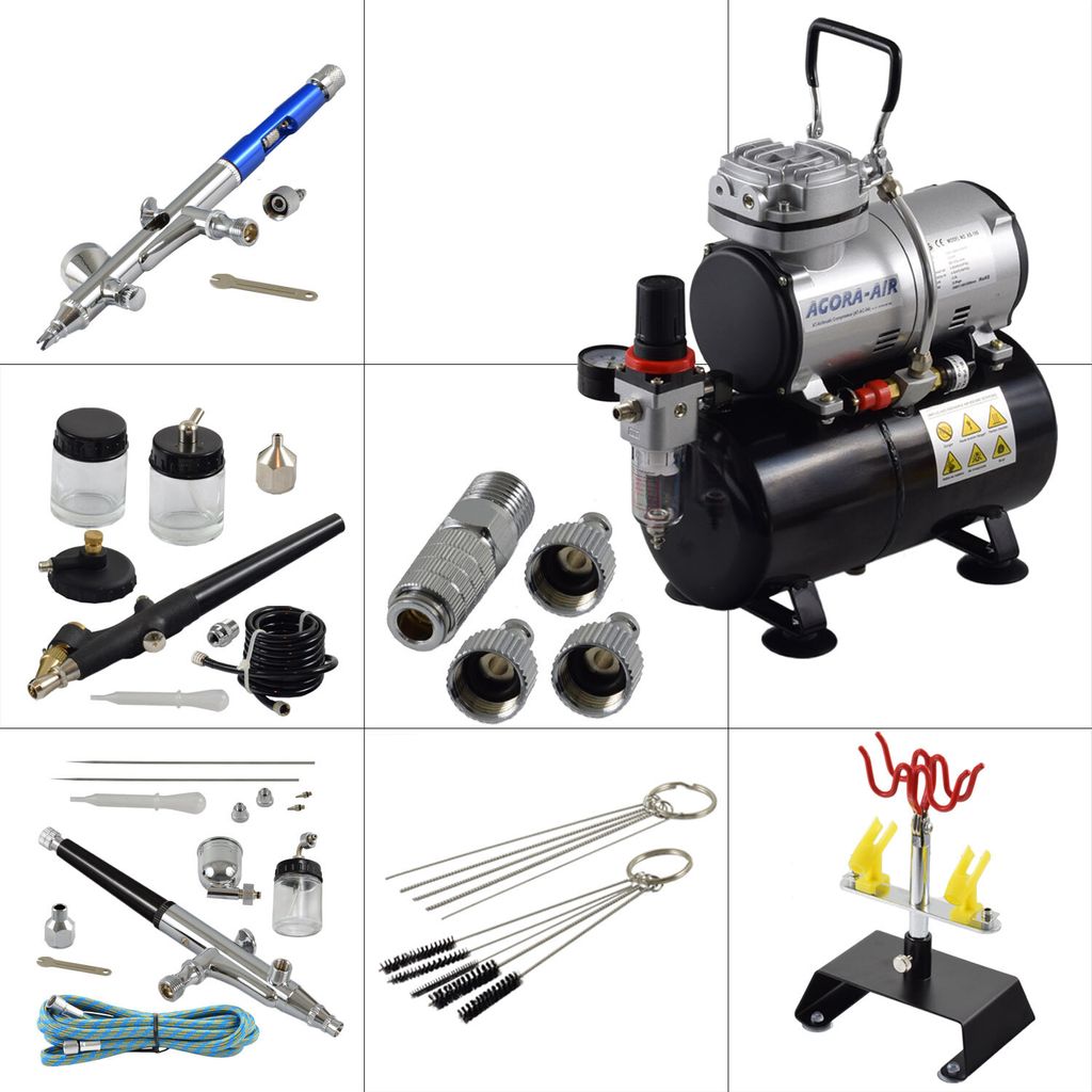 Agora-Tec® Airbrush Set PROFI K2 blue Produktbild 