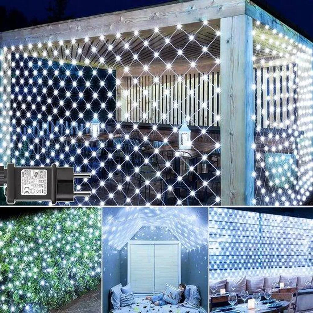 Rideau lumineux 200 LED blanc 3x2 m étanche pour décoration extérieure