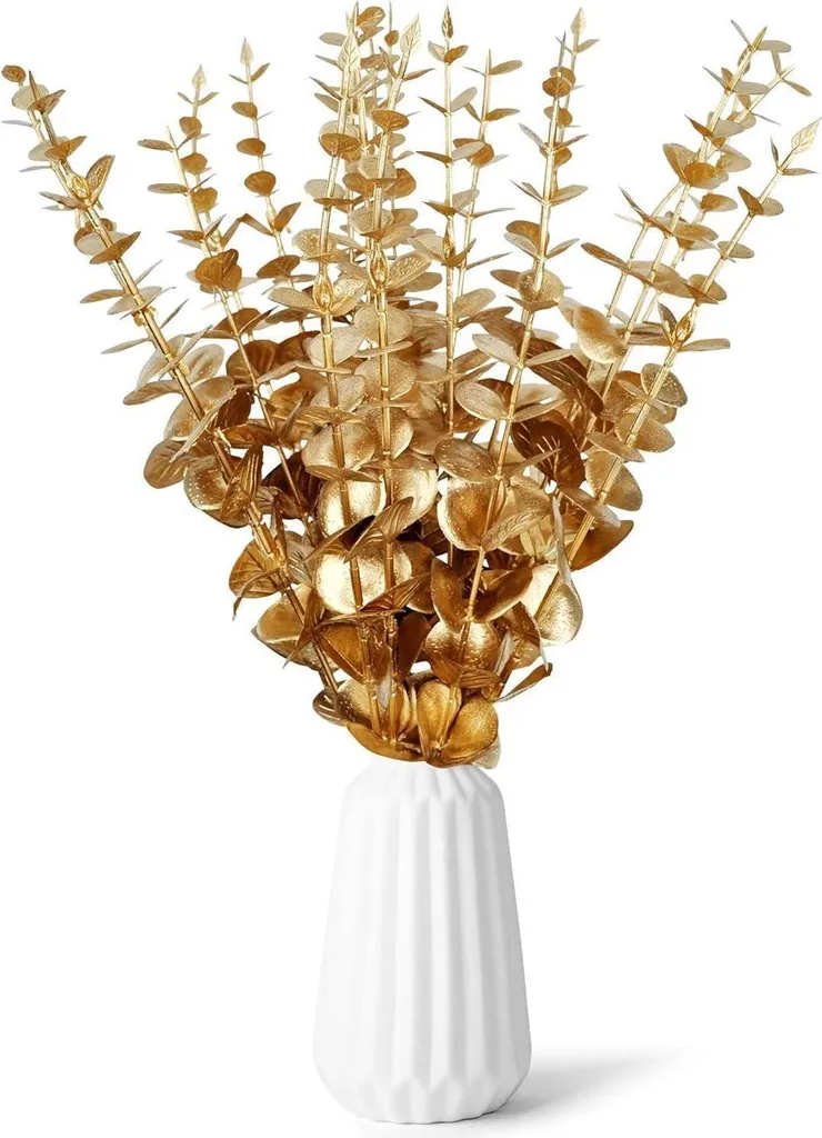 Eucalyptus artificiel branche d'or 20 pièces pour décoration de Noël