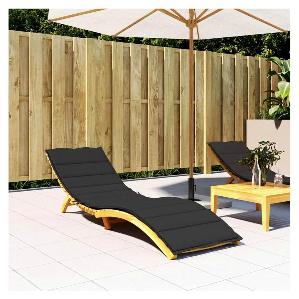 Liegekissen aus Oxford-Stoff, Schwarz, 200 x 60 x 3 cm