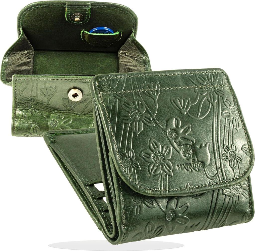 Mini Geldbörse Portmonee Brieftasche Herren Klein Leder | Kleines Portemonnaie Geldbeutel Damen mit RFID Blocker | Geldtasche mit Geschenkverpackung