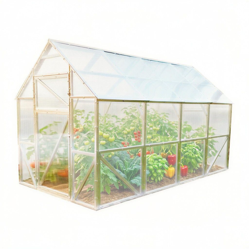 Stahl Gewächshaus Comfort 200x400x220 cm mit Hohlkammerplatten 6 mm – Garten- & Tomatenhaus
