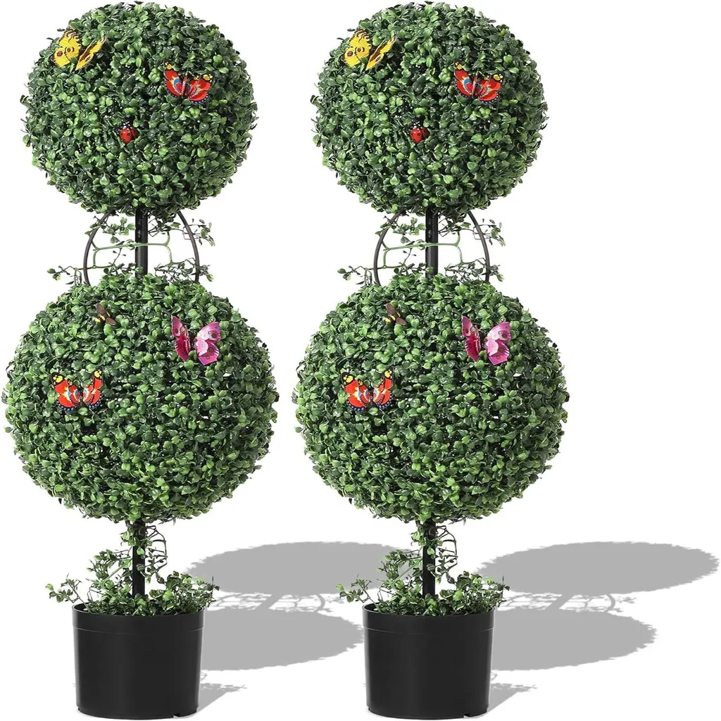 Arbre topiaire artificiel sans entretien 91 cm blanc laiteux en pot