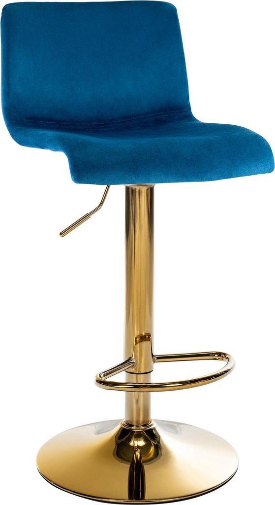 Barhocker PESAN - Samt Blau 39x36x83 cm Gold | Barstuhl Höhenverstellbar Mit Lehne Drehbar Tresenhocker Tresenstuhl Kneipenhocker Kneipenstuhl