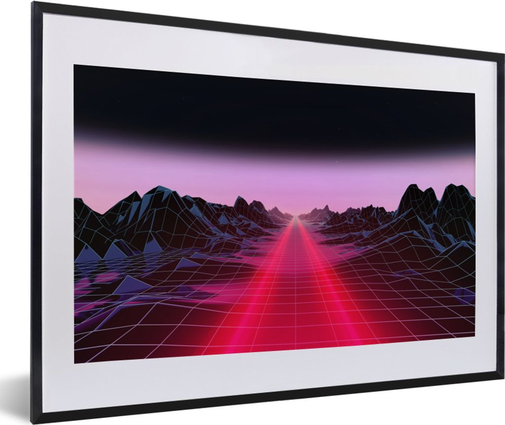 MuchoWow Gerahmtes Poster Spiele - Futuristisch - Neon 60x40 cm - Poster mit Schwarzem Bilderrahmen Wandposter Rahmen Foto Bilder - Schlafzimmer ...