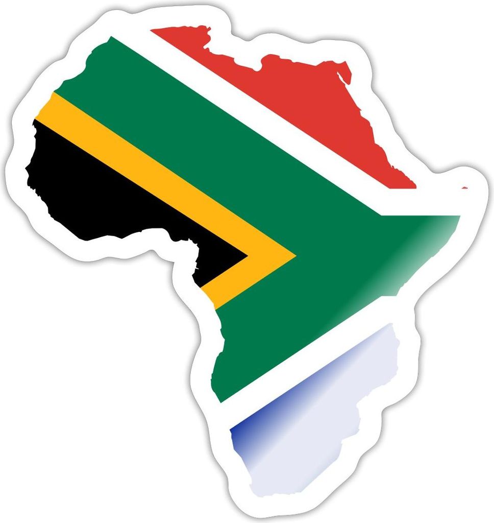 Spreadshirt Südafrika Flagge Langkarte Afrika Kontinent Sticker Aufkleber, 10 x 10 cm, Weiß glänzend
