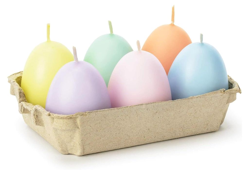 Ostereier Kerzen-Set 6 Stück 7 cm hoch pastell Tischdekoration Ostern