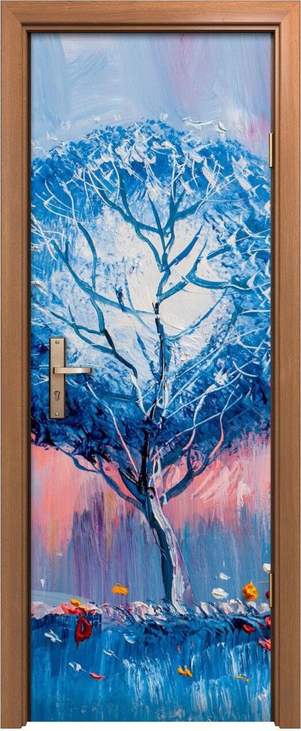 Türposter 70x200 cm Türaufkleber Türtapete Türfolie Klebefolie Bäume malen künstlerischen