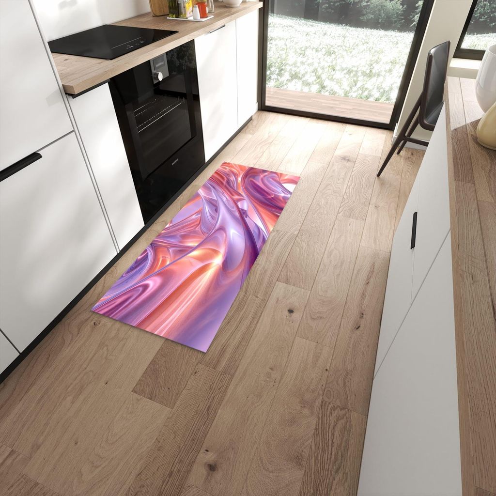Küchenteppich 60x150cm rutschfest & abwischbar PVC Läufer - Abstrakte Wellen