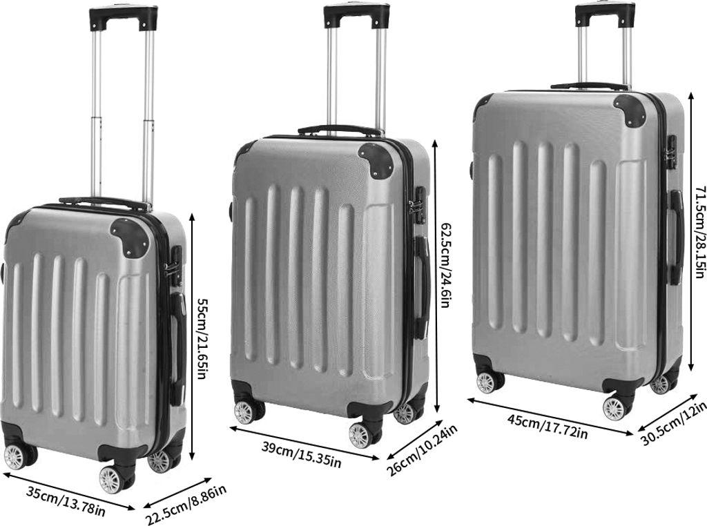 CDGlobal Valise rigide Set de valises 3 pièces avec serrure Image du produit 