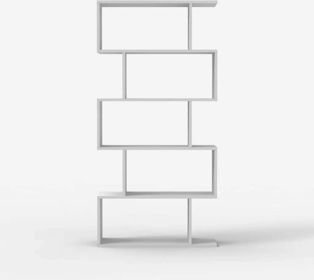 Étagère bois blanc Lexis 5 compartiments rangement vertical design chic