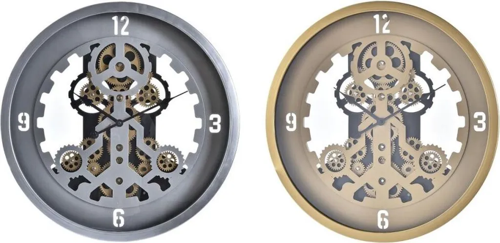 Horloge murale décorative en métal et cristal doré argenté de 50 cm x3