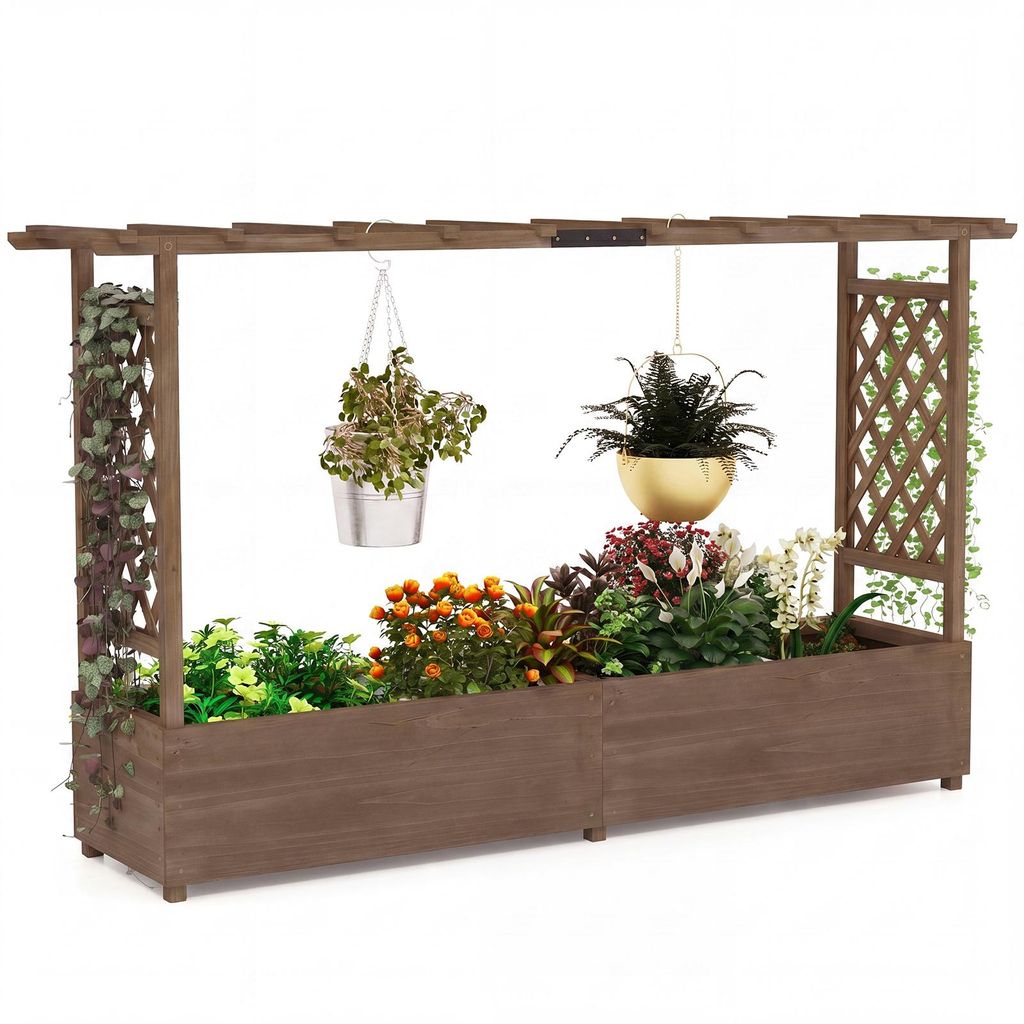 COSTWAY 200 x 44 x 114 cm květináč s mřížkou pro popínavé Obrázek produktu 