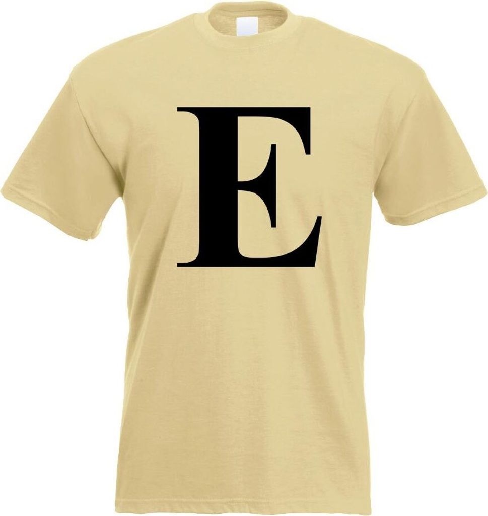 Kiwistar - T-Shirt - Khaki - Buchstabe E - Alphabet Motiv Bedruckt Funshirt Design Print - mit Motiv Bedruckt - Funshirt Design - Sport - Freizeit ...