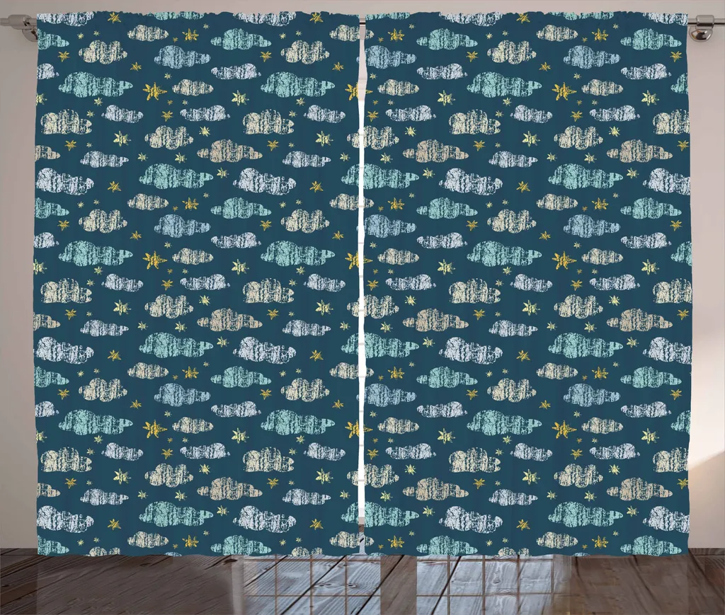 Tenda Cameretta Stelle e Nuvole ABAKUHAUS | Blu & Giallo 280x175cm