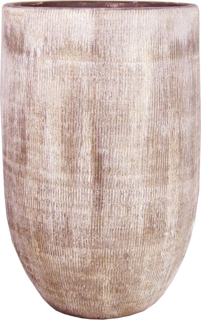 INNA-Glas Keramik Vase KAMUNI, längsstreifen, grau-grün, 40 cm, Ø 22 cm - Tischvase