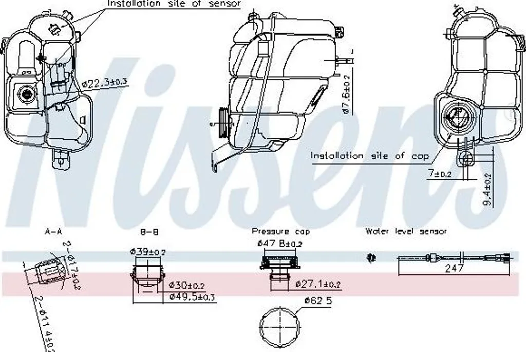 Vase d'Expansion Nissens 996294 Haute Résistance pour Ford OE 1460978