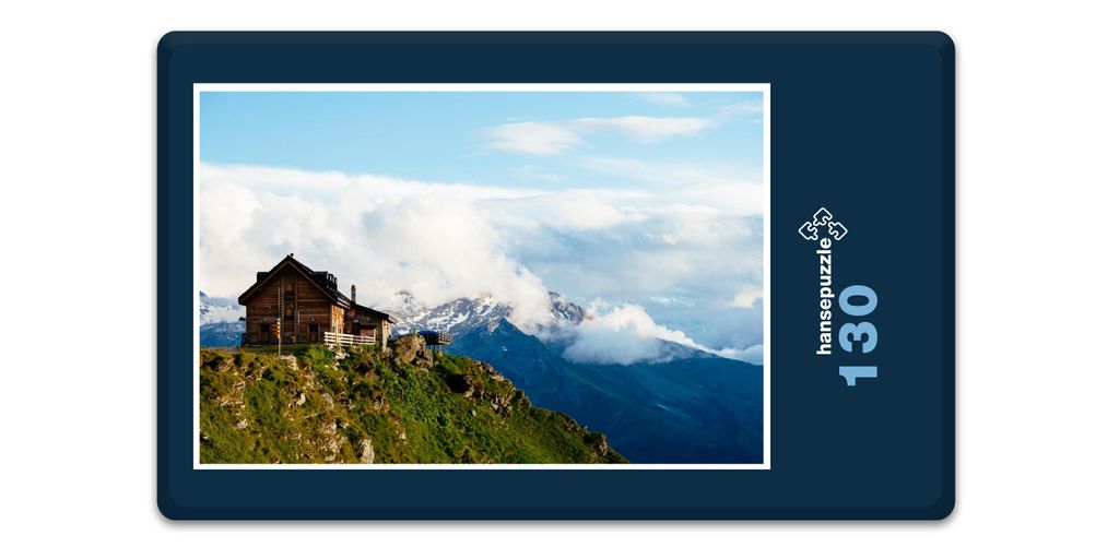 hansepuzzle 17019 - Alm-Hütte Puzzle, 130 Teile, Reisen, 28,7 x 20,0cm mit hochwertiger Aufbewahrung, Kartonbox und wiederverschließbarem Beutel