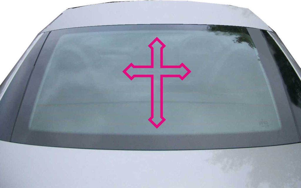 Indigos UG - Aufkleber Heckscheibe & Motorklappe DE6960 - pink - 600x450 mm - Lilienkreut - Ritterkreuz - Altes Kreuz - Auto Scheiben Fenster Heckk...