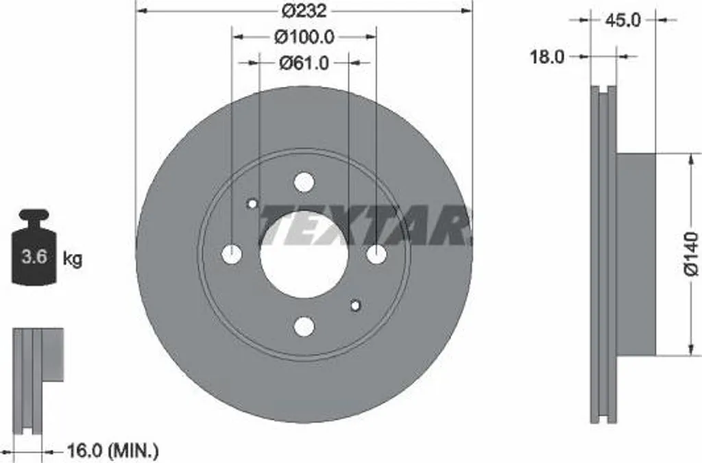 Disque de frein avant ventilé Textar compatible Nissan Almera II