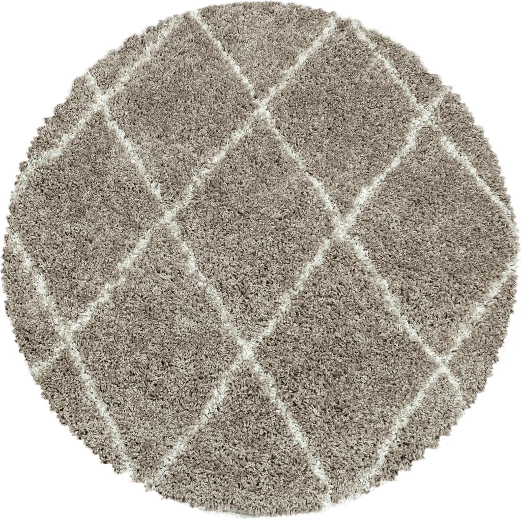 Petit Tapis Rond Beige 80 cm Shaggy pour Coin Lecture ou Pied de Lit