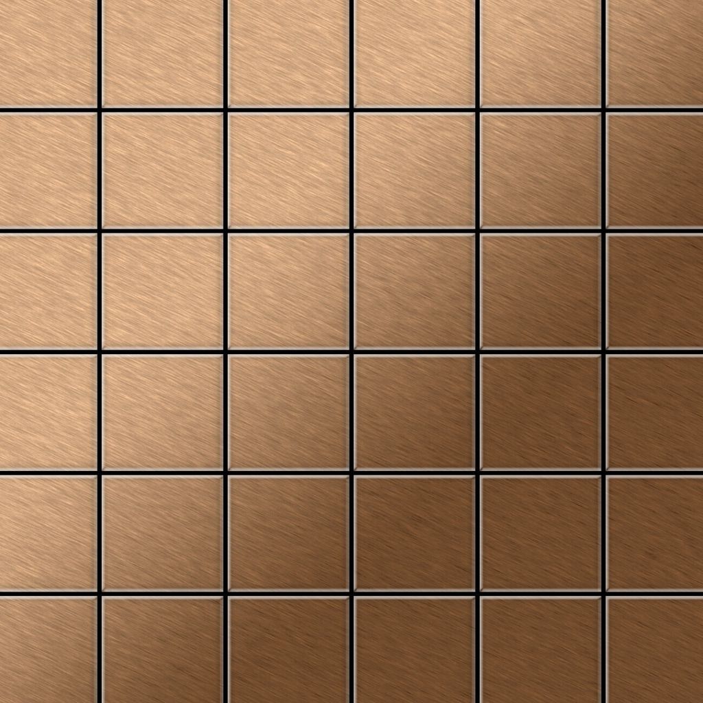 Mosaik Fliese massiv Metall Titan gebürstet kupfer 1,6mm stark Cinquanta-Ti-AB