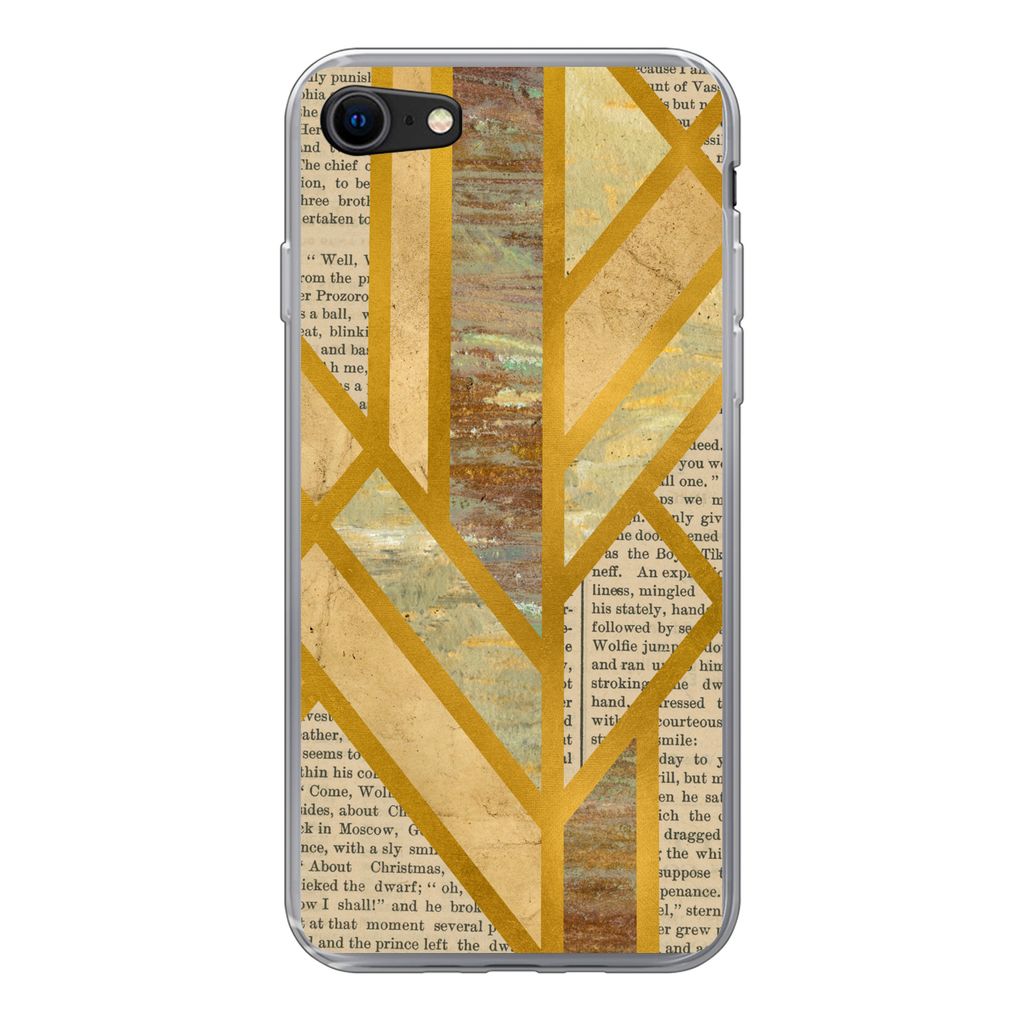 MuchoWow Handyhülle Schutzhülle Hülle für iPhone 8 Gold - Marmor - Vintage Silikon Softcase Handy Hülle - Schutzhaube