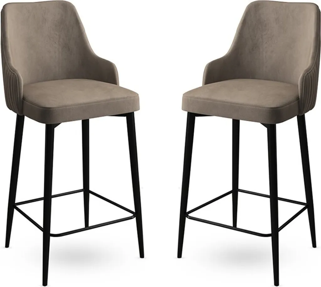 Tabouret de bar design Enox en métal Cappuccino et Noir, lot de 2 unités