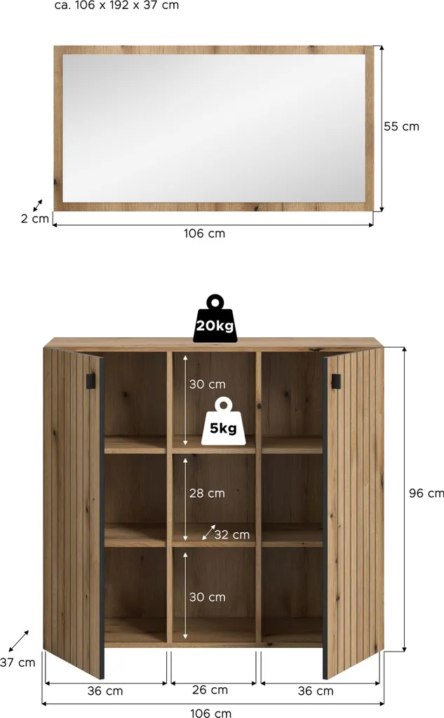 Armoire de rangement multi-usages chêne clair - Station complète déco - 4