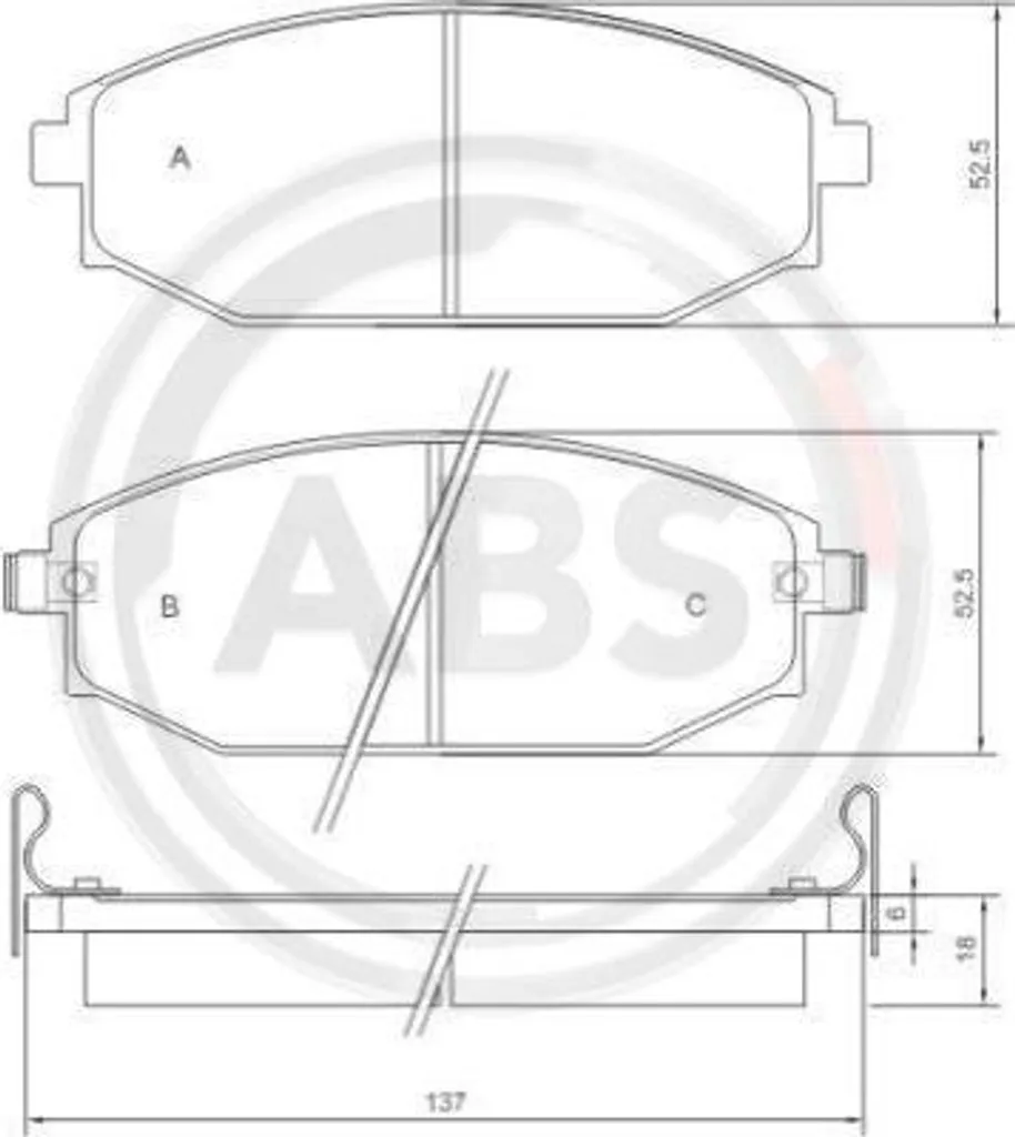 Plaquettes de frein Galloper II sans bruit A.B.S. 37173 OE 58101M1A00