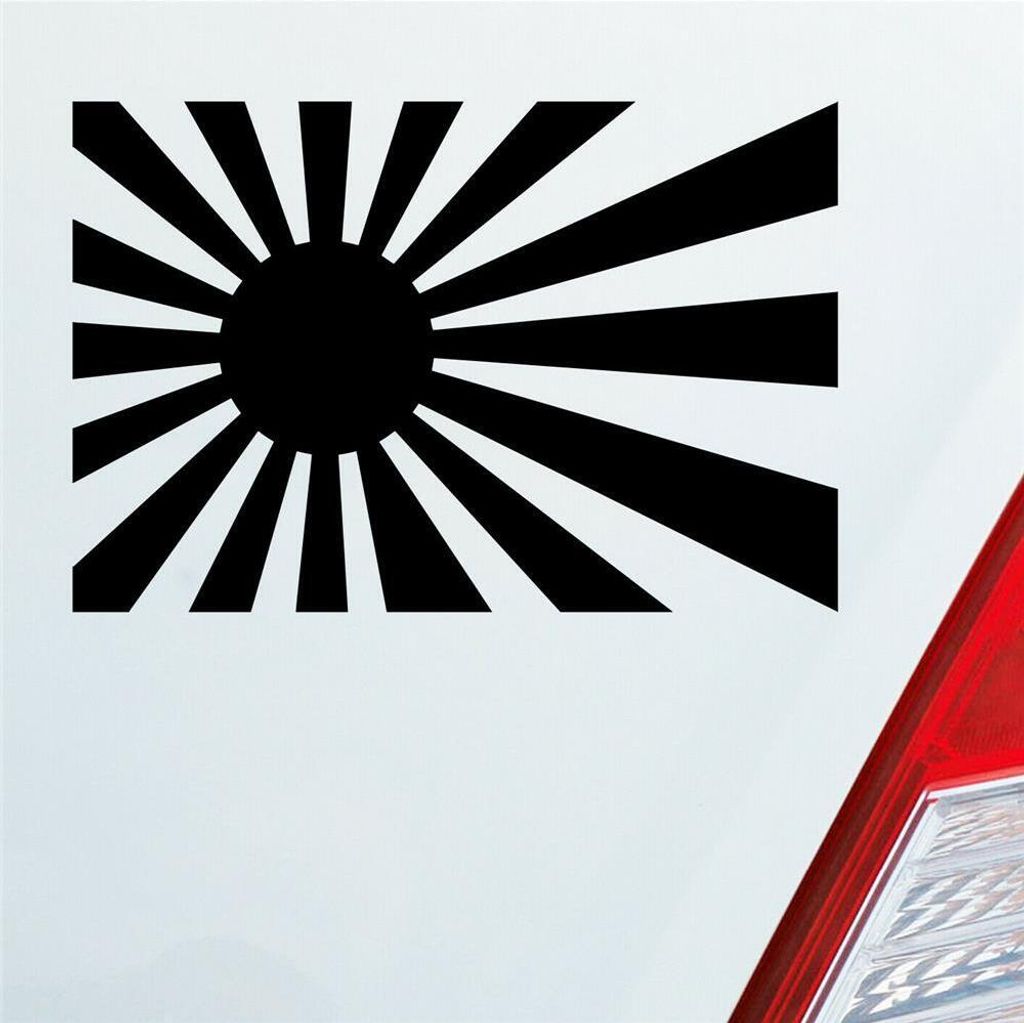 Auto Aufkleber Kyokujitsuki Japan aufsteigende Sonne Sun 15x10 cm Schwarz Glanz Sticker Heckscheibenaufkleber