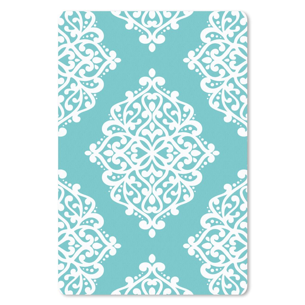 MuchoWow Mauspad Mousepad Blumen - Weiß - Blau - Vintage - Muster 18x27 cm - Mousepads - Maus Mat - Pad - Mausunterlage