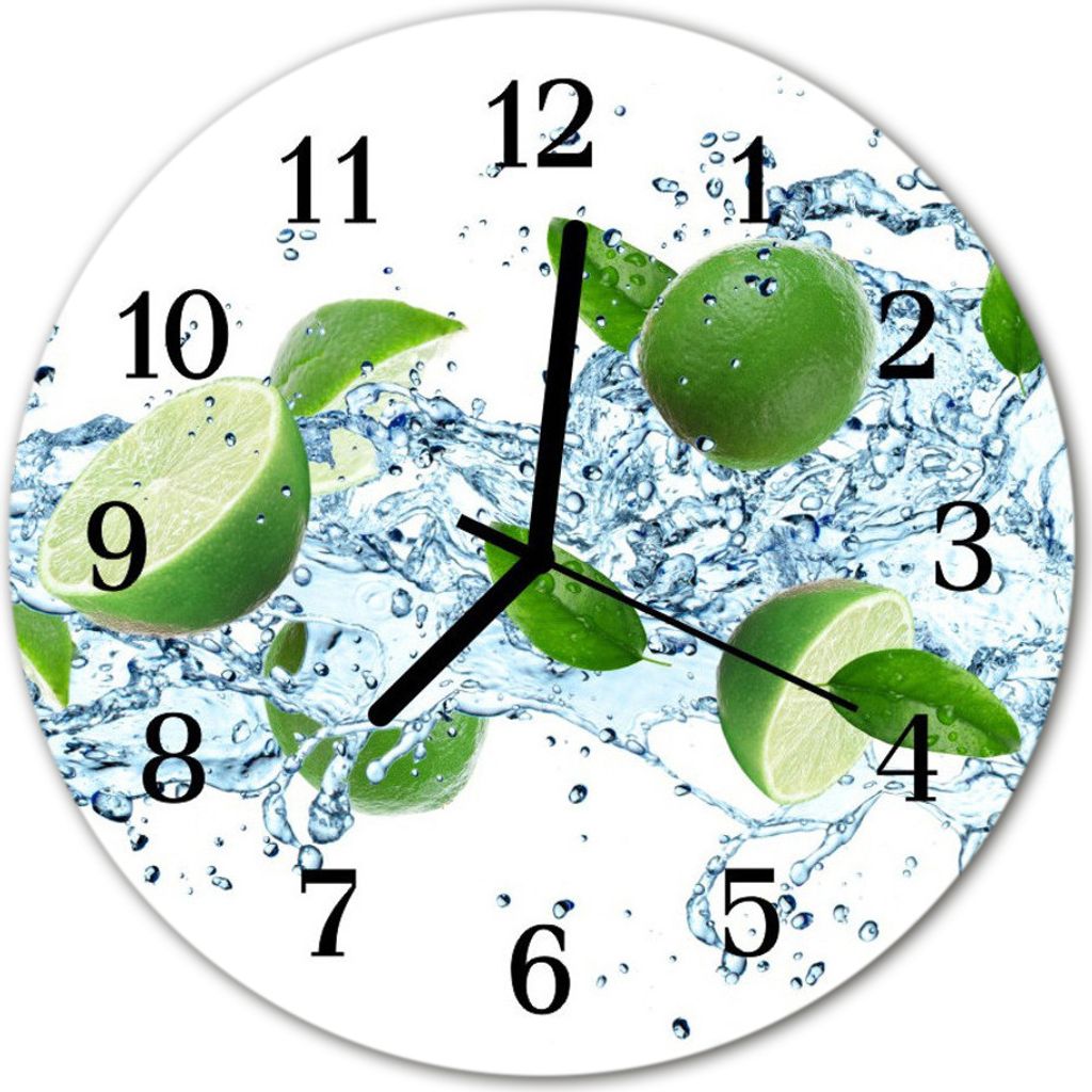 Glasuhr Wanduhr Küchenuhr Echt-Glas 30fi cm Limette grün