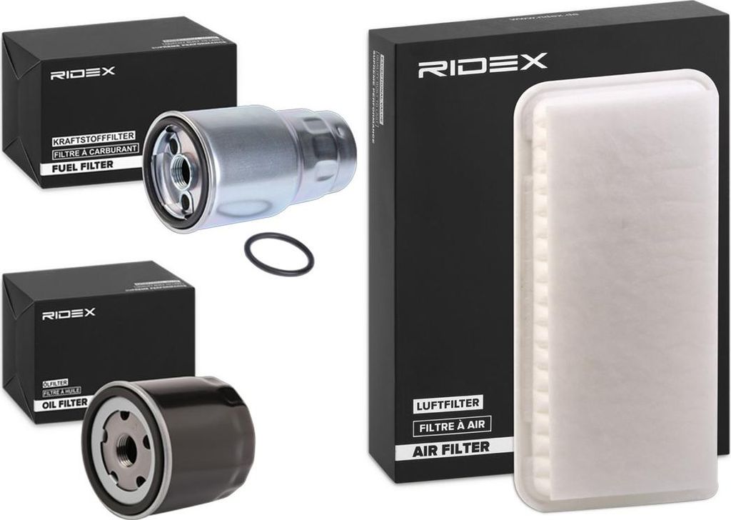 RIDEX Filterset Inspektionspaket Filtersatz für VW Caddy III Kombi (2KB, 2KJ, 2CB, 2CJ) für TOYOTA Yaris Schrägheck (P9) für CITROËN JUMPER Ka...