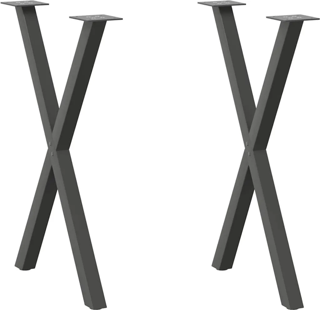 Gambe Tavolo in Acciaio X-Shape Antracite 50cm | Supporto Heavy Duty