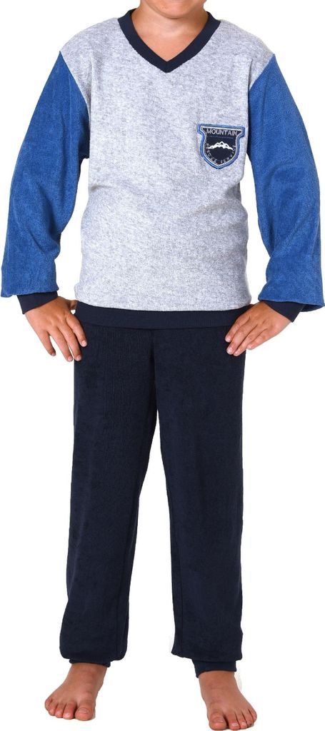 Toller Jungen Frottee Pyjama langarm Schlafanzug mit Bündchen - 212 501 13 802 ; navy , 146