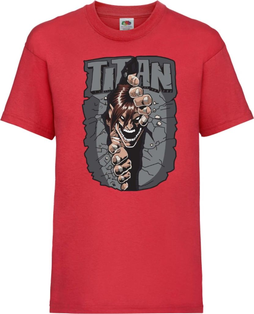 Kinder T-Shirt Japan Animation Manga Anime Comics Attack Anime On Titan Angry Var-041 Angry Beasts, 9-11 Jahr - 140 / Rot