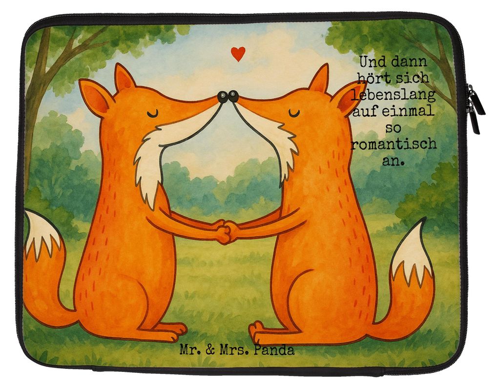 Mr. & Mrs. Panda Hülle Laptop Füchse Liebe Design 27 x 36 cm - Weiß - Geschenk, Fuchs, Laptoptasche, Sleeve, Paar, Freundin, Fox, Tasche, Ehefra...