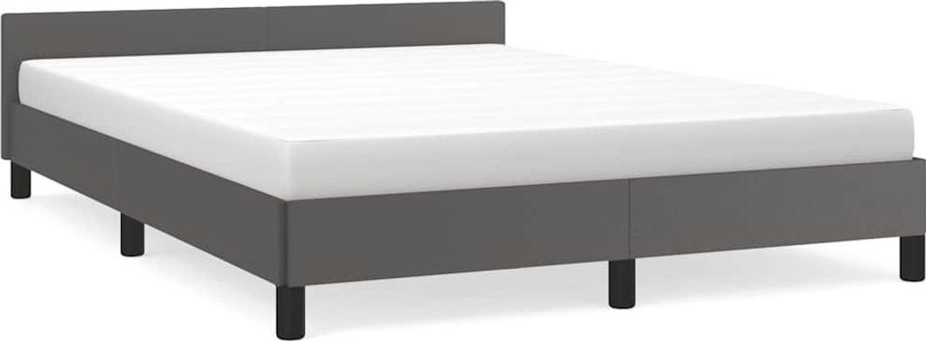 vidaXL Bettgestell mit Kopfteil ohne Matratze Grau 140x190 cm