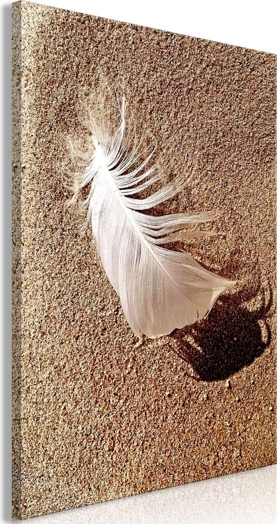 Italienischer Leinwand Leinwandbild - Feather on the Sand (1 Part) Vertical 80x120 cm Landschaften b-B-0532-b-a