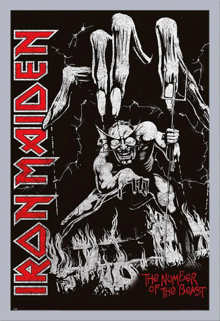 Quadro Iron Maiden Number of the Beast Shinsuke Silver MDF 61x91,5cm