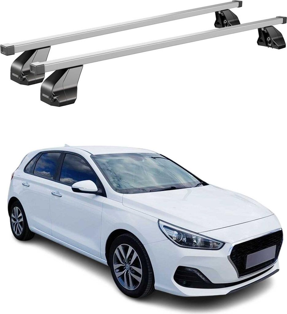 Menabo Dachträger Grundtäger für Hyundai i30 2016-2020 3tür 75kg Stahl Silber 2x