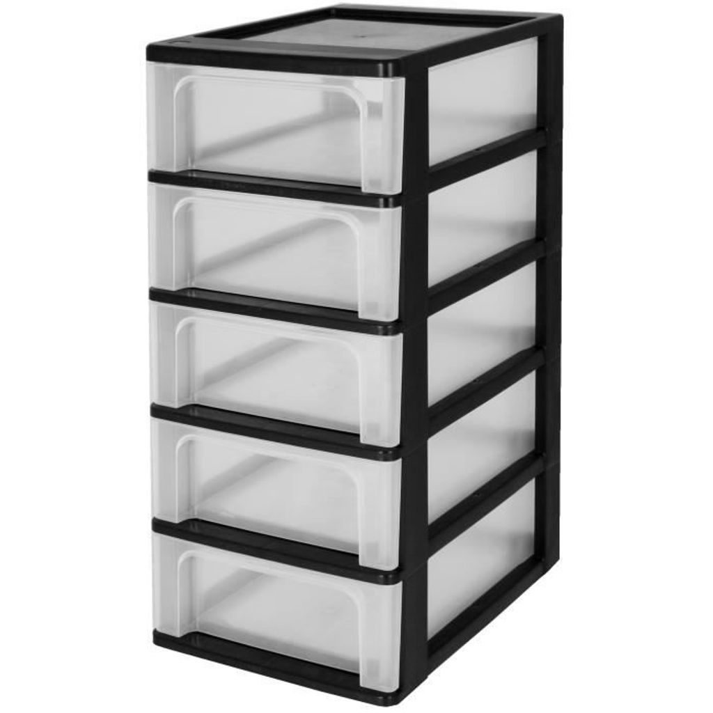 IRIS OHYAMA Lagerturm mit 5 Schubladen - Kunststoff - Schwarz - 35 L - 35,5 x 26 x 61 cm