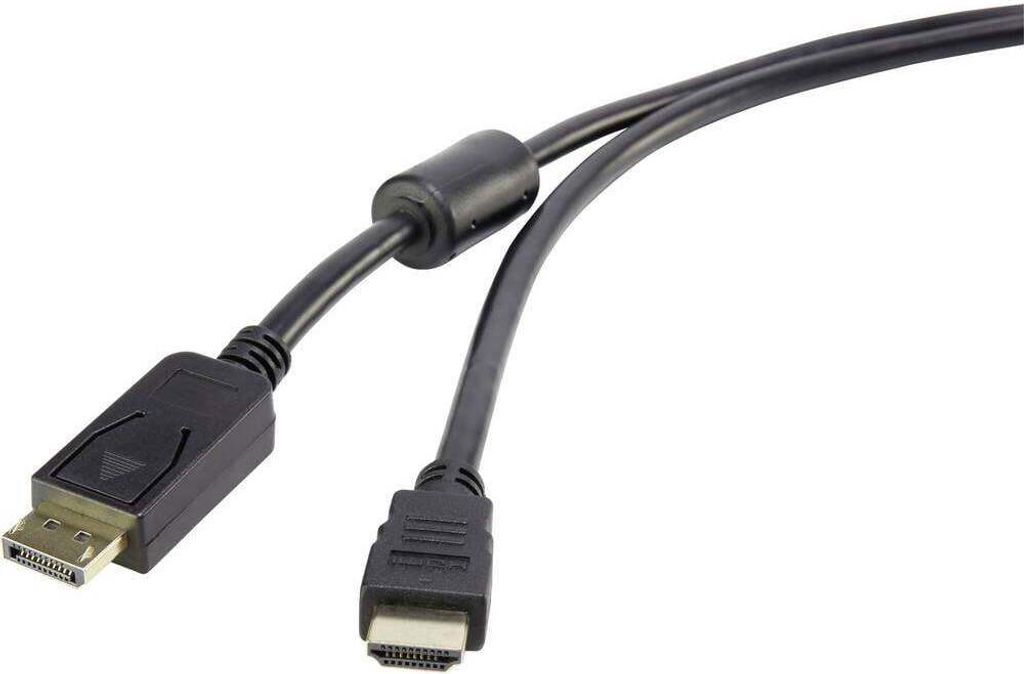 Renkforce DisplayPort / HDMI Adapterkabel DisplayPort Stecker, HDMI-A Stecker 5.00 m Schwarz RF-4382730 mit Ferritkern,