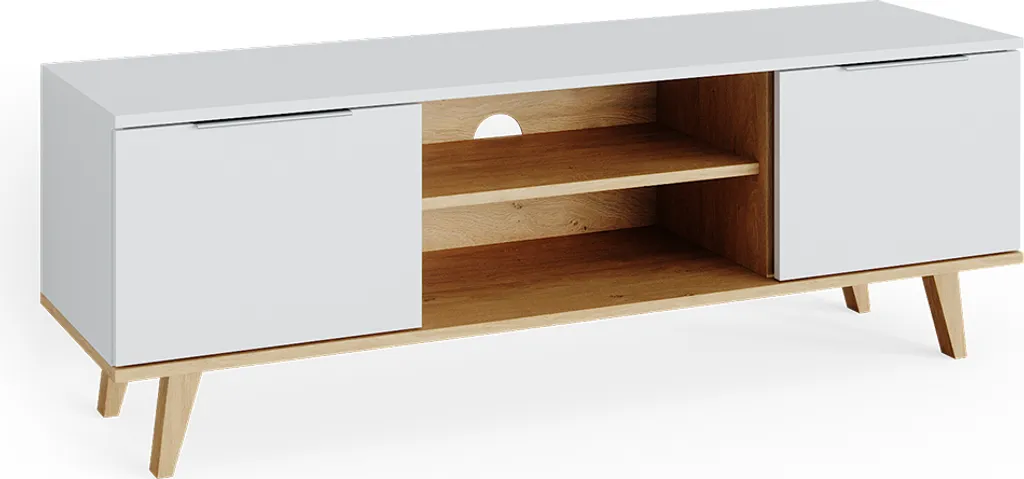 Banc TV Blanc Vicco Nautica 138cm - Buffet Bas Multimédia Style Moderne