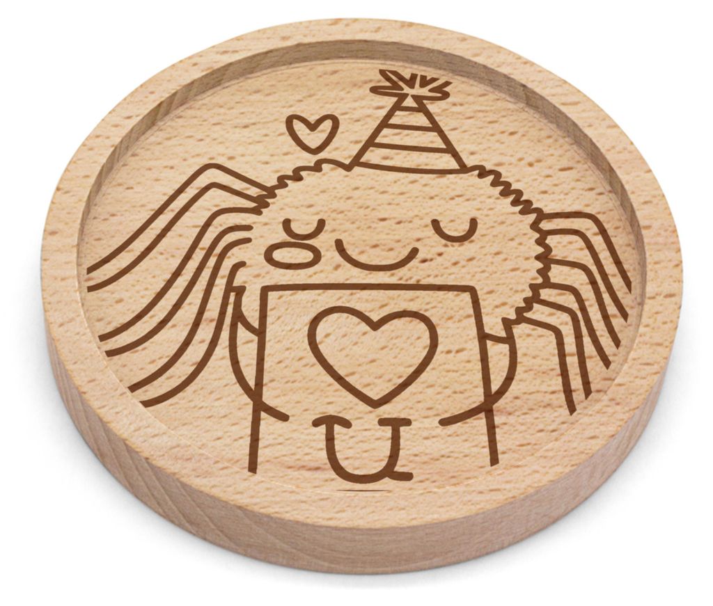 Mr. & Mrs. Panda Untersetzer Holz Spinne Agathe Brief - Transparent - Geschenk, Treuetest, Liebesbeweis, gläseruntersetzer, Tischuntersetzer, Lieb...