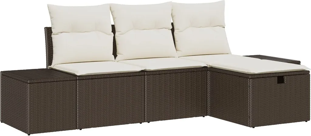 Canapés de jardin durables en poly rotin marron 4 pièces anti-UV CHY