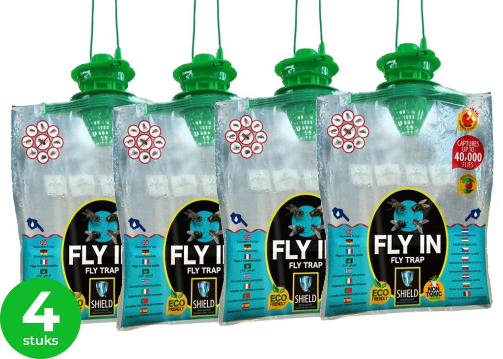 LastShield Vliegenval XL met lokmiddel - 4 stuks - Vangt Productafbeelding 
