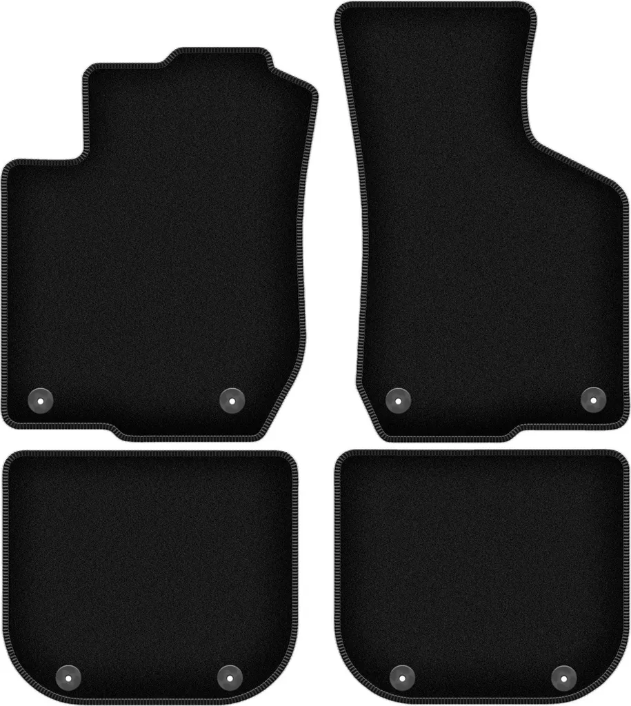 4 Tappetini Audi A3 8L (1996-2001) Velluto Nero con Bottoni