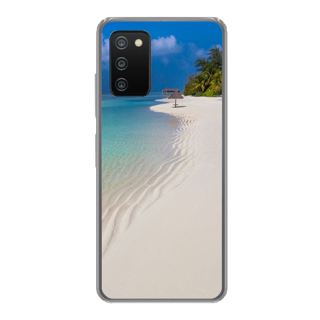 MuchoWow Handyhülle Schutzhülle Hülle für Samsung Galaxy A03s Meer - Strand - Sommer Silikon Softcase Handy Hülle - Schutz